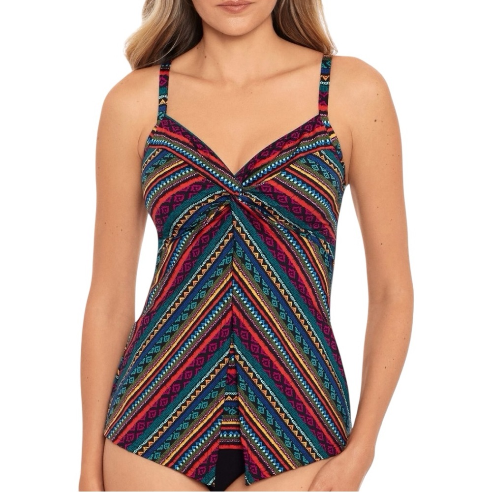 Miraclesuit Multicolor Striped Swim Top